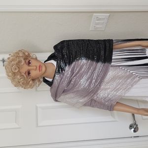 Light Silver, Dark Silver and Black Dip Dyed Lame' Wrap